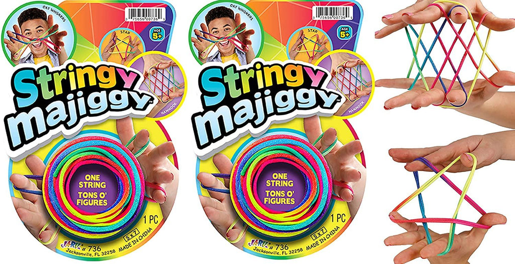 JA-RU Stringy Majiggy Cats Cradle - Chinese String Toys (24 Cats Cradle) Finger Hand String Tricks Games for Kids & Adults Girls & Boys. Rainbow Rope Toy. Party Stocking Stuffers. 736-24p