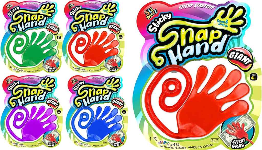 Giant Snap Hand-Jumbo Sticky Hands Toy (8 Pack Assorted). Large Stretchy Sticky Hands Toy for Kids. Party Favors, Classroom Prizes, Birthday Gifts Easter Day Goodie Bags Stuffers Bulk. 414-8s