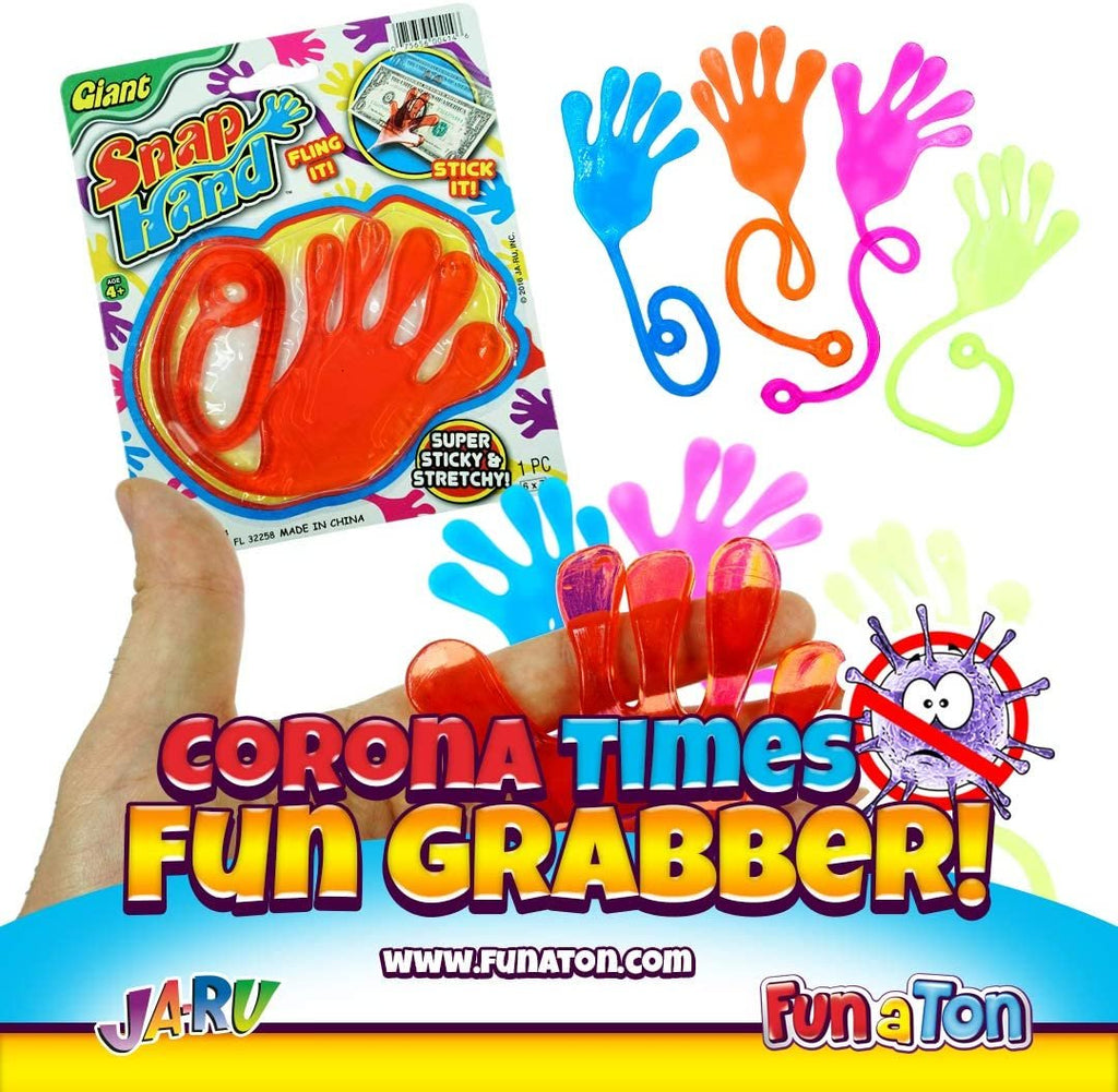Snap Hand-Jumbo Sticky Hands Toy (12 Packs Assorted) by JARU. Large St –  Fun a Ton