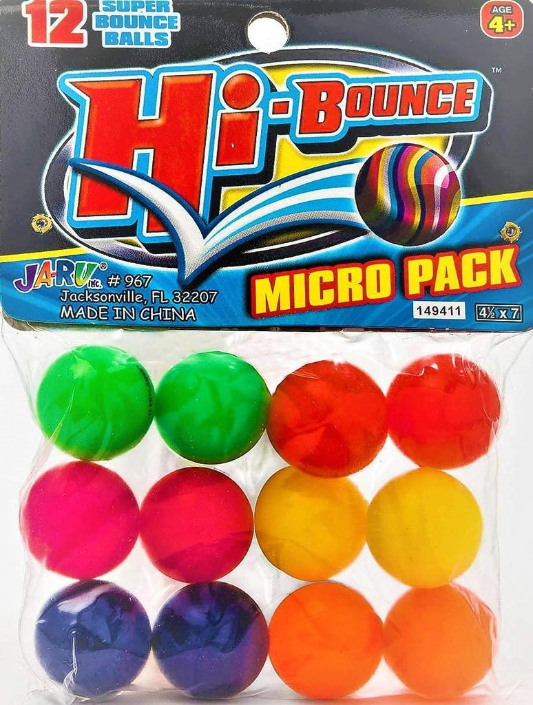 2CHILL Bouncy Balls Superballs Super Hi Bounce (1 Pack of 12 Balls) Small Toys Party Favors for Kids Racketball Kids Prize by Ja-Ru Premium Gift Toy Includes 1 Collectable Ball I Item #967-1p