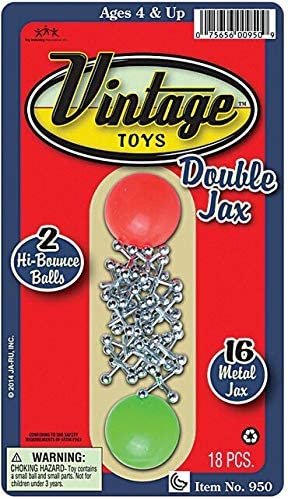 JA-RU Vintage Toys Metal Jacks Set (1 Pack) w/Two Bouncy Balls. Mini Jax Toy for Kids, Boys & Girls. Classic Family Retro Games. Bulk Party Favors, Pinata Filler, Birthday Stocking Stuffers. 950-1B