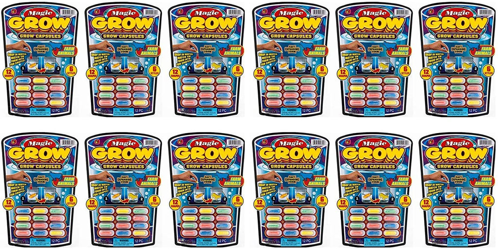 JaRu Magic Grow Capsules, (1 Packs 12 Capsules Assorted). Water Growing Animals Capsules. Great Party Favor Kids Toy. 305-1A